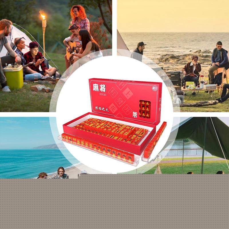 Portable Mahjong Table Set Portable Mahjong Set Mini Mahjong Family Board Game Easy To Carry For Travel Student Dormitory smile