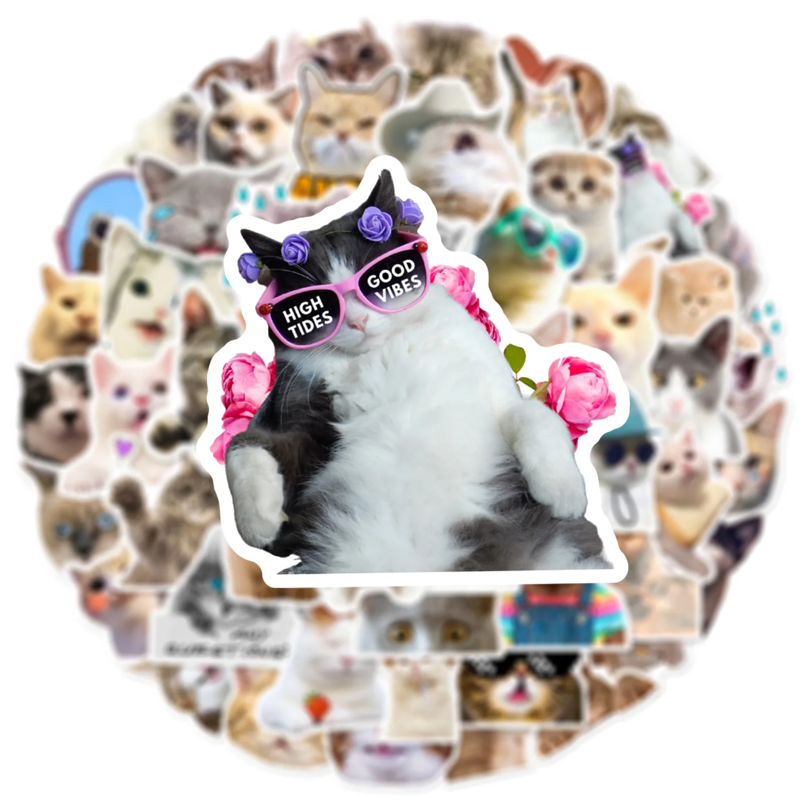 Funny Meme Cat 10/25/50pcs Stickers for DIY Decor Stationery Suitcase Water Bottle Phone Laptop Skateboard Scrapbooking smile
