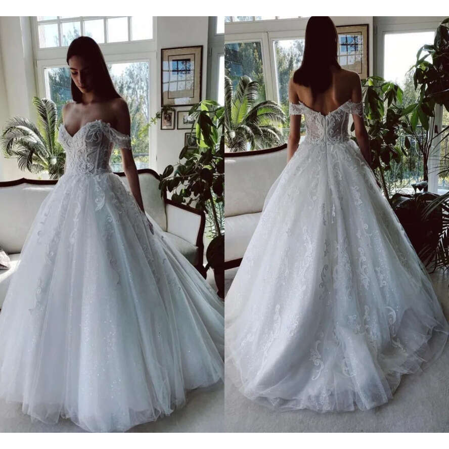 Newest Lace Tulle Wedding Dresses 2024 A E Off Shoulder Appliques Backless Long Arabic Bridal Gowns Plus Size Robes De Mariage Bc9463 0802