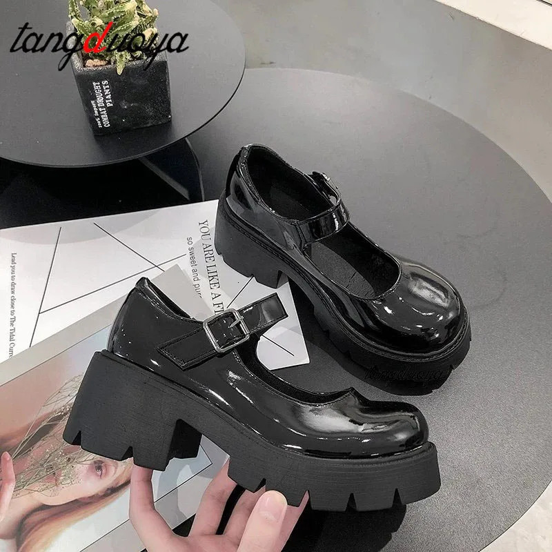 Shoes on heels Women mary janes shoes platform shoes Womens Vintage College Style Lolita shoes Girls black High Heel shoes 241112