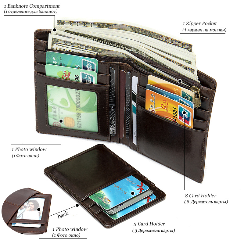 Genuine OYIXINGER Men's Wallet Leather Slim Wallets For Men Multiple Card Slots ddmysmile Purse For Male Solid Short Designer Card Holder Smile