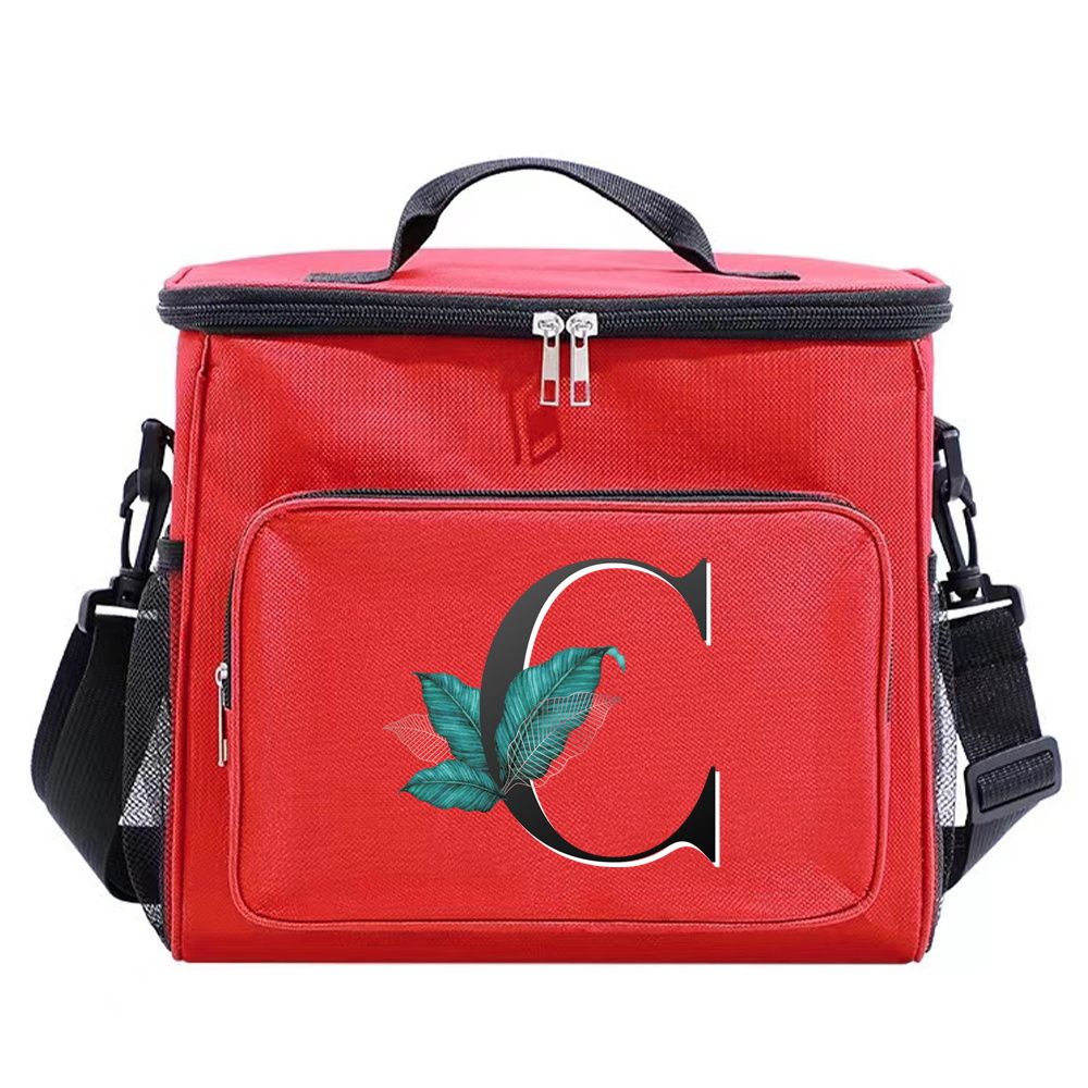 Women Bag Lunch for Thermal and Aesthetic Pink Color Food Storage Organizer Dinner Box Leaf Letter Series Printing 2024 smile