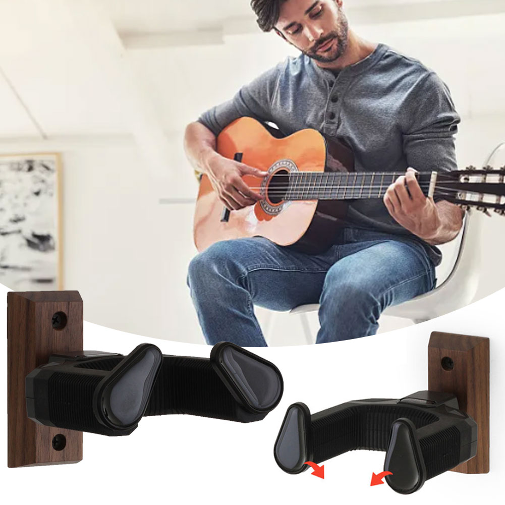 Holder Wooden Wall Mount Non-Slip Guitar ddmysmile Display Bracket Universal Guitar Wall Hanger For Electric Guitar Ukulele Bass Smile