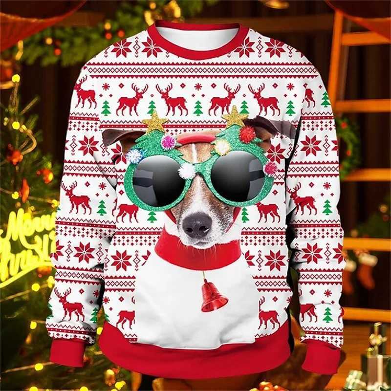 3D Print Christmas Funny Animal Sweatshirts Costume For Men Women Round Neck Pullover Cat Dog Graphic Hoodie Unisex Sudaderas LX241113