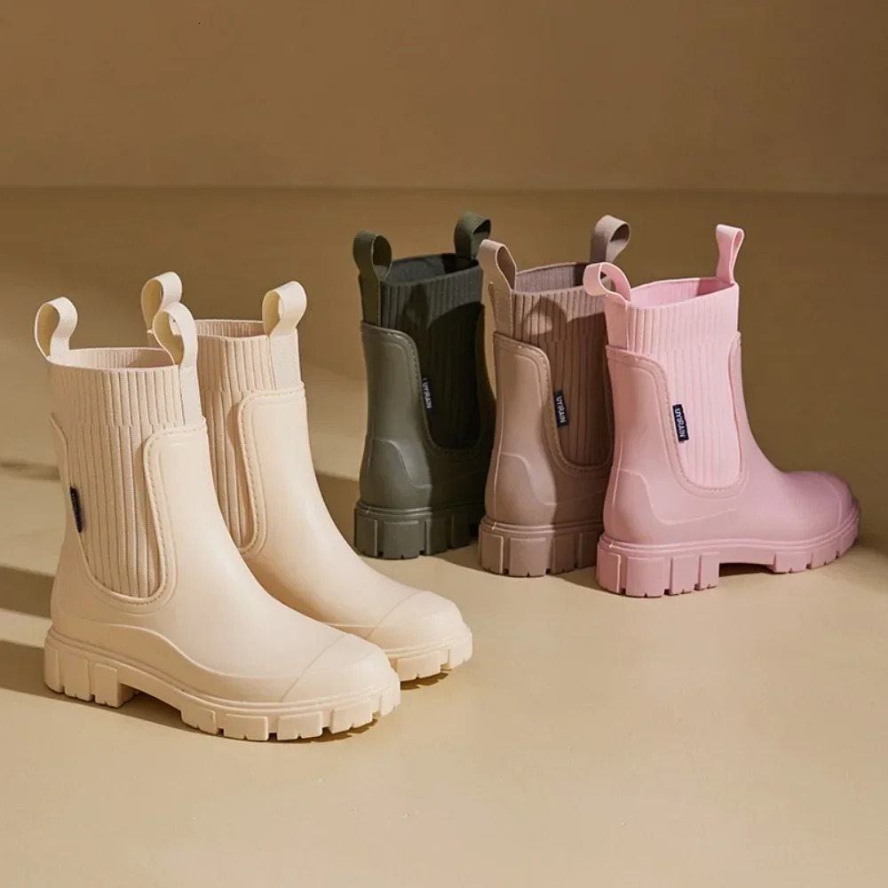 Waterproof Rubber Shoes for Women Elastic Mouth Womens Rain Boots Low Cut Rain Shoes Waterproof and Anti Slip Womens Boots 241112