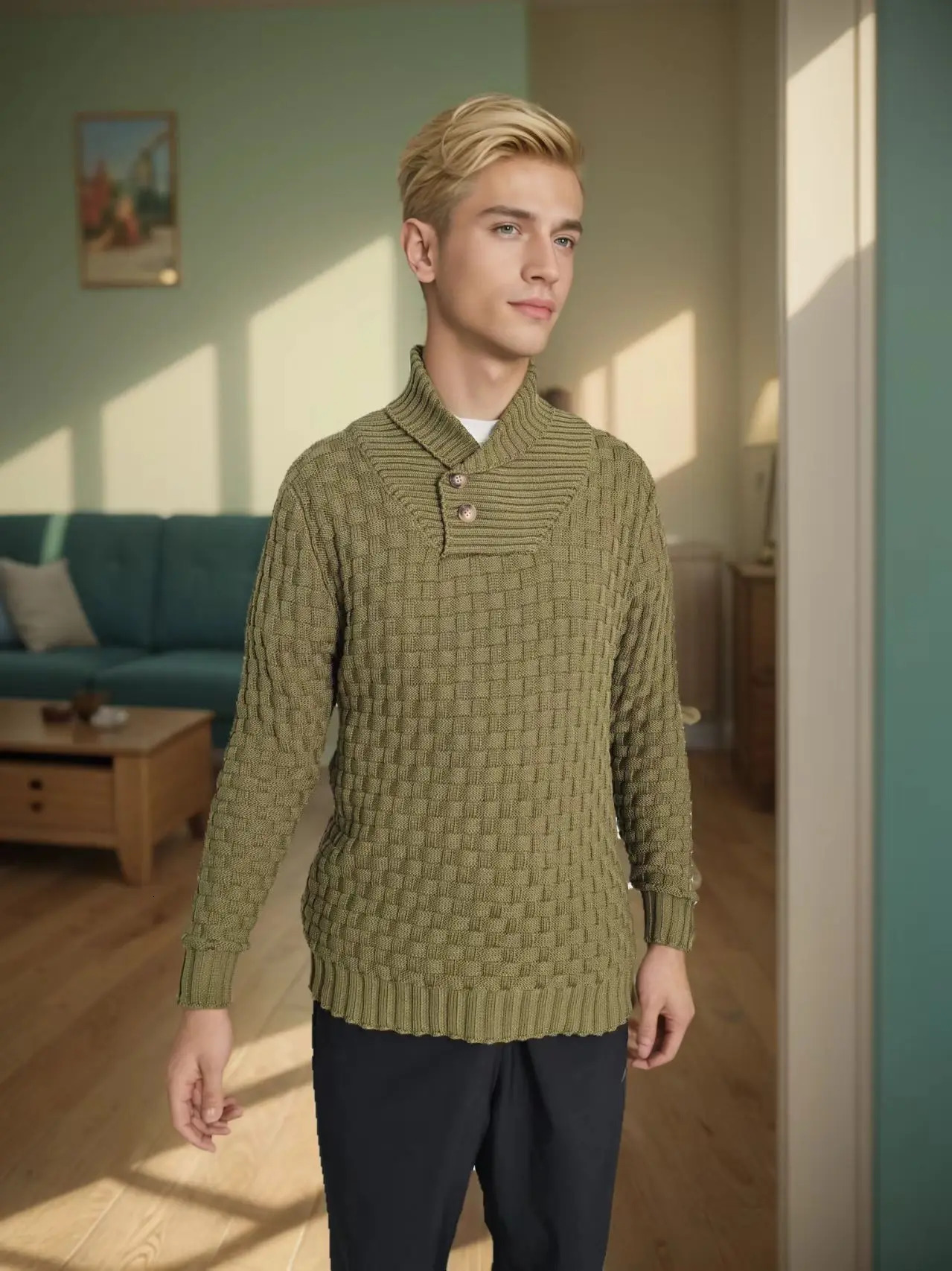 Mens autumn and winter O-neck sweater mens fashion casual ultra-thin solid plain weave long sleeved knitted Pullover Street outdoor warm knit 241113