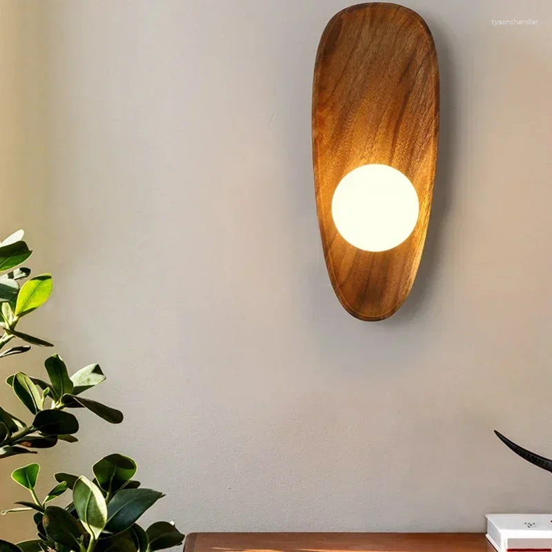 Lamps Wall Modern LED Solid Wood Light For Bedroom Living Room Stairs Porch Nordic Sconce Home Decoration Lighting Fixture Luster ing
