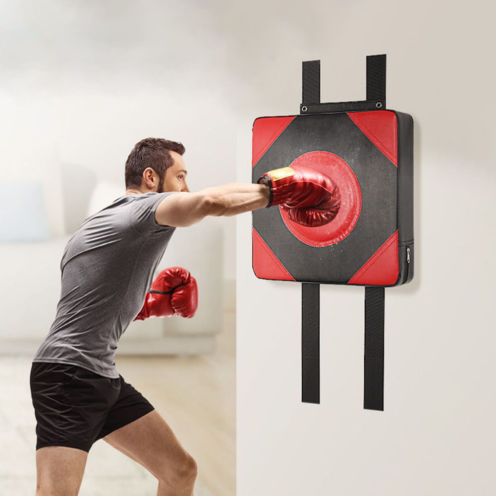 Leather Boxing Target Punch PU Square Wall Target Adjustable Height Boxing Training Sandbag Punching Bag for Martial Arts Karate smile