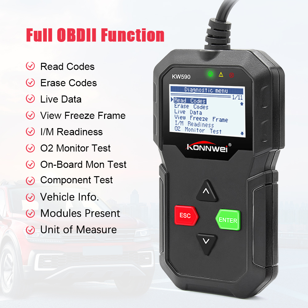 Kw590 Auto Diagnostic KONNWEI Scan ddmysmile Tool Car Code Reader With Russian Automotive OBD 2 Scanner Auto Tools Support Multi-Brands Smile