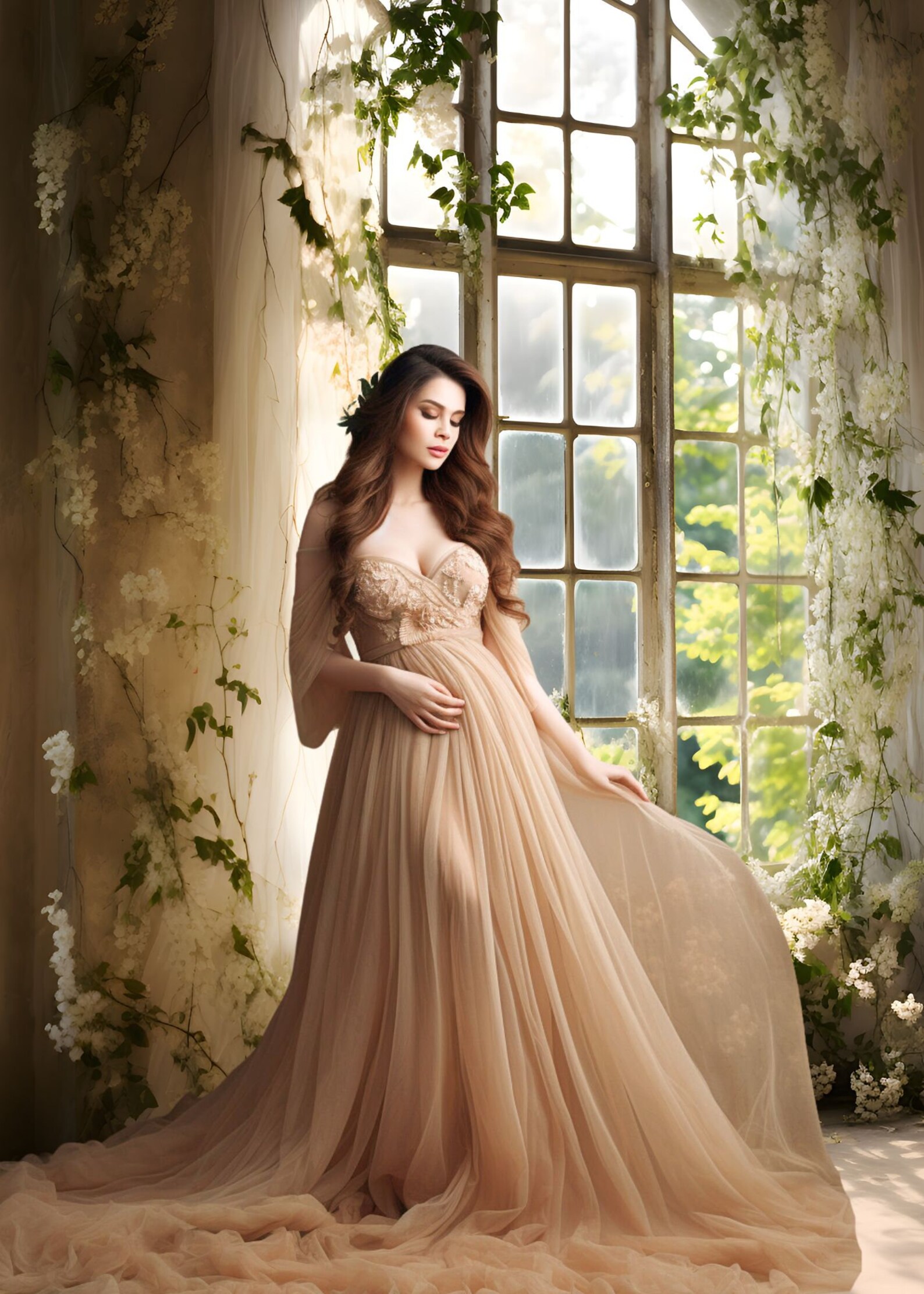 Mehofond Photography Background Spring Retro Window Floral Adult Birthday Wedding Maternity Portrait Decor Backdrop Photo Studio
