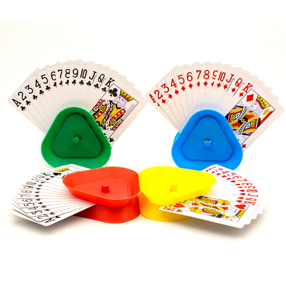 4pcs Hands-Free Playing Card Holder Card Game Holder Board Triangle Shaped Card Rack Stand Plastic for Seniors Children Adults