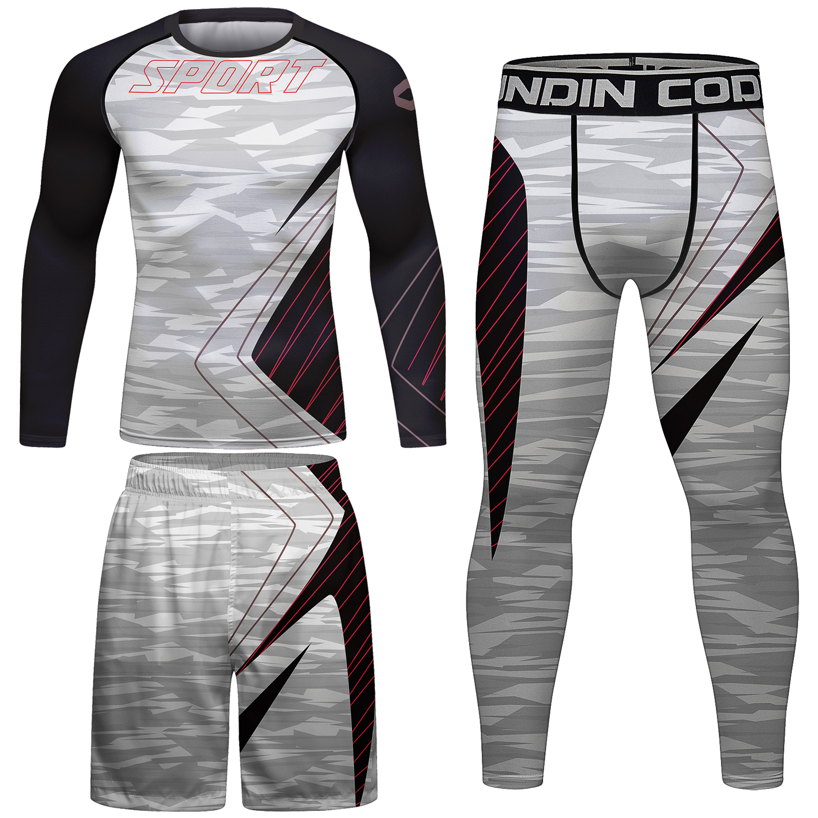 Men's 4pcs Full Set Rash Guard, UV Quick Dry Swim Shirt+Leggings+Trunks, Water Surf Swimsuit Bathing Suits Wetsuit Tracksuit