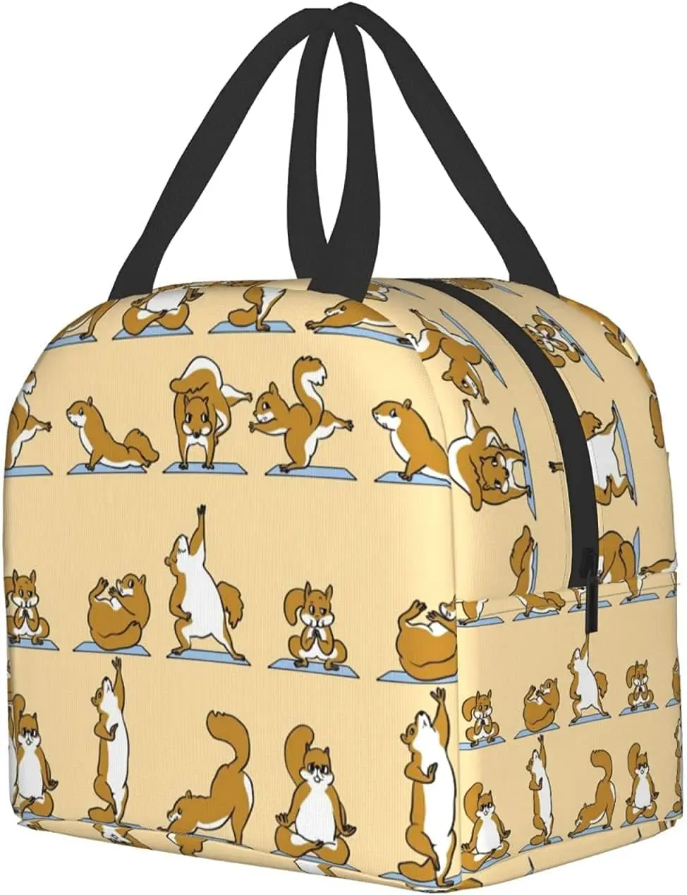 Animal Yoga Cute Lunch Bag Cooler Bag Women Men Tote Bag Insulated Lunch Box Thermal Lunch Bag for Picnic Beach Fishing Work smile