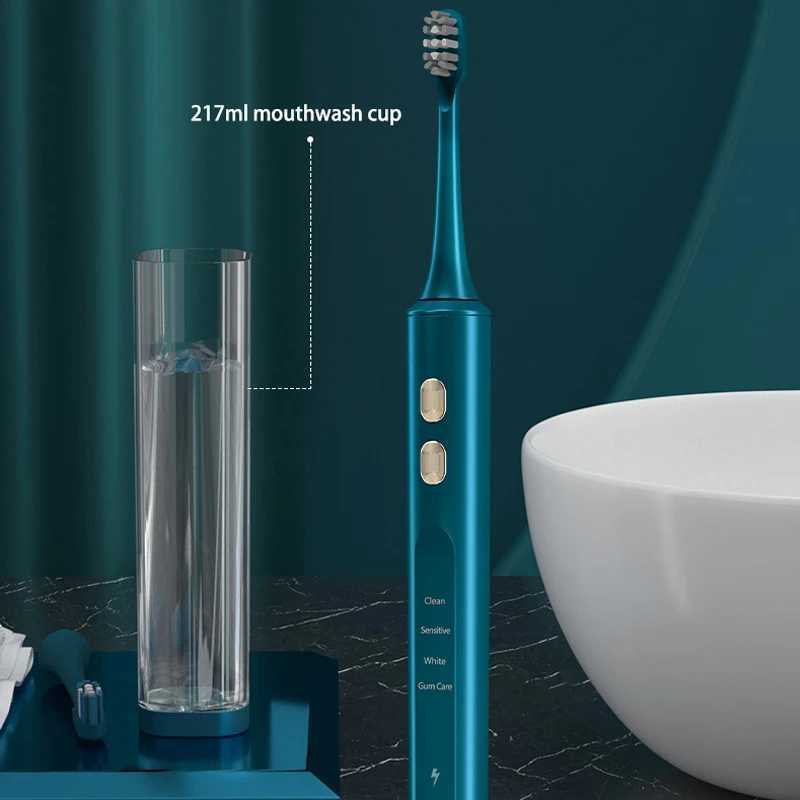Toothbrush Sanitizer Ultrasonic Sonic Electric Toothbrush with UV Sanitization Inductive Charging for Adults Electronic Tooth Brushes 2pc Brush Heads 