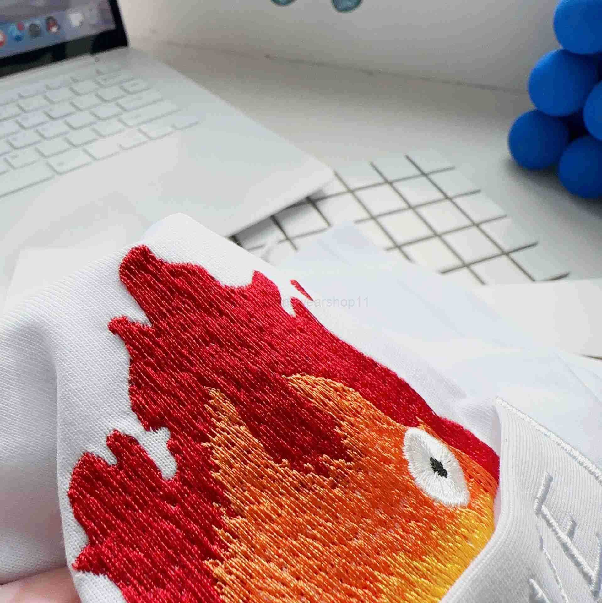 2024 Summer New brand Letter Volcano Subfire Embroidery Loose Fit Dragon Cat Short Sleeve T-shirt X241112