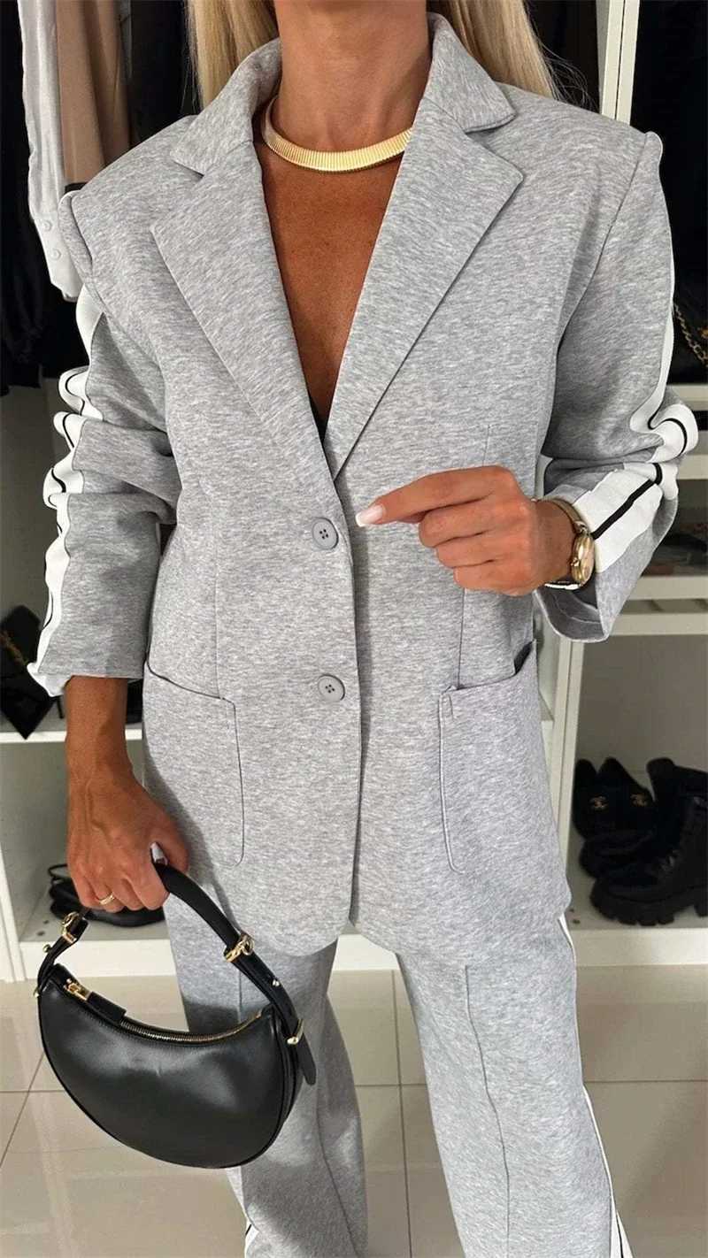Streetwear 2 Piece Sets Women Outfit Winter Fall Clothes 2024 Women Blazer Coat Top and Pants Sets Casual Blazers Suit Woman SetX241112