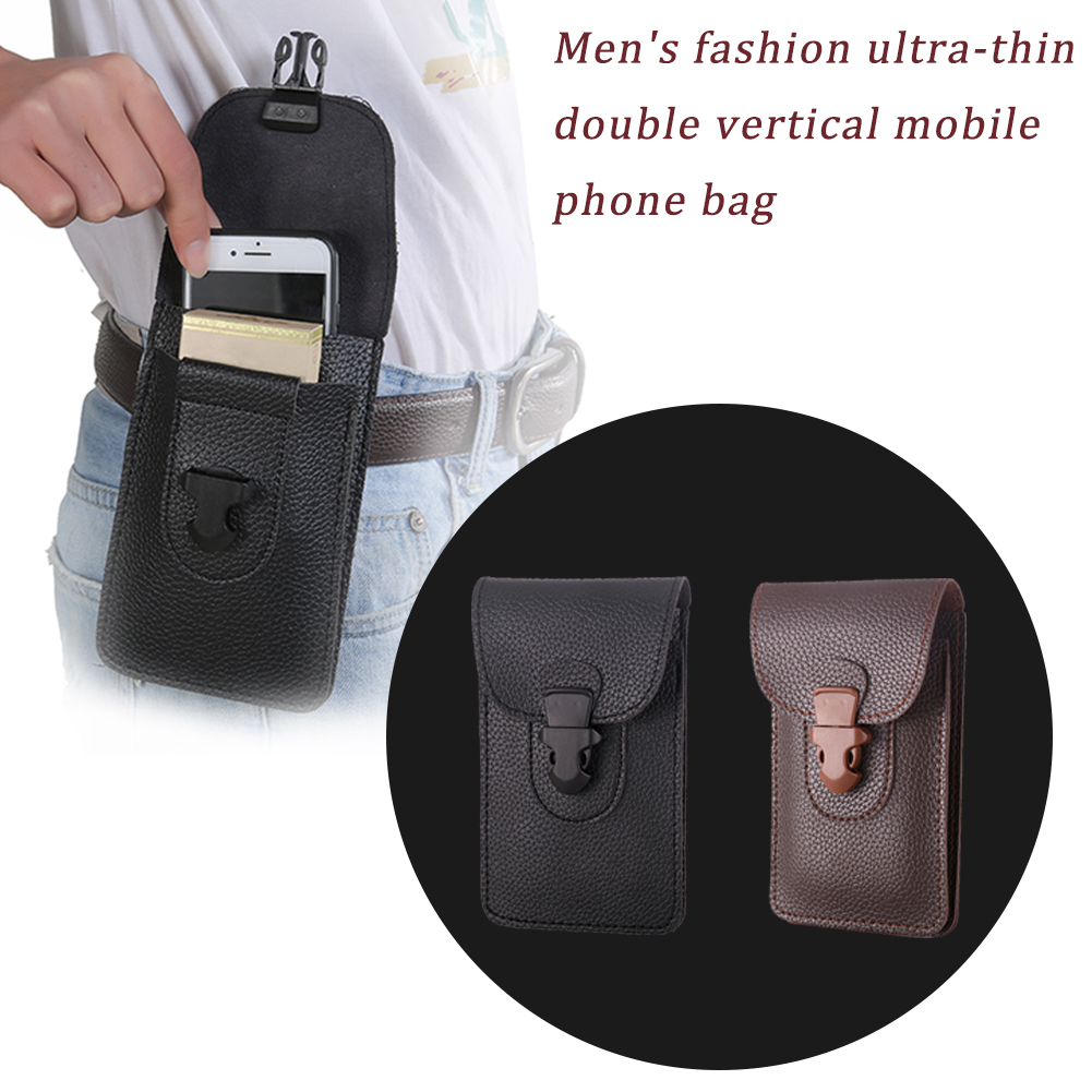 Waist ddmysmile Fanny Men PU Bag Mobile Phone Purse Pocket Ddmysmile Litchi Pattern Belt Bum Pouch Smile