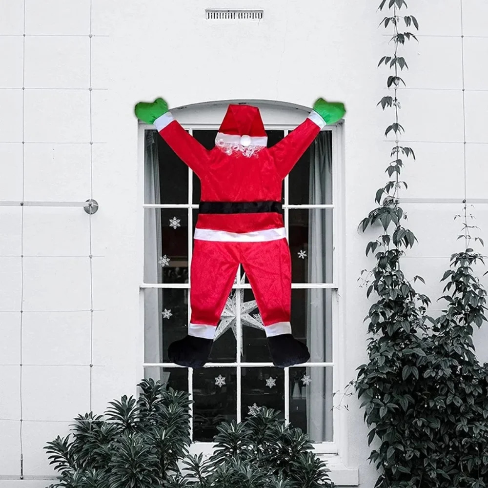 Christmas decoration Hanging Santa Claus plush suit climbing window balcony roof Chimney Holiday Decorations 241108