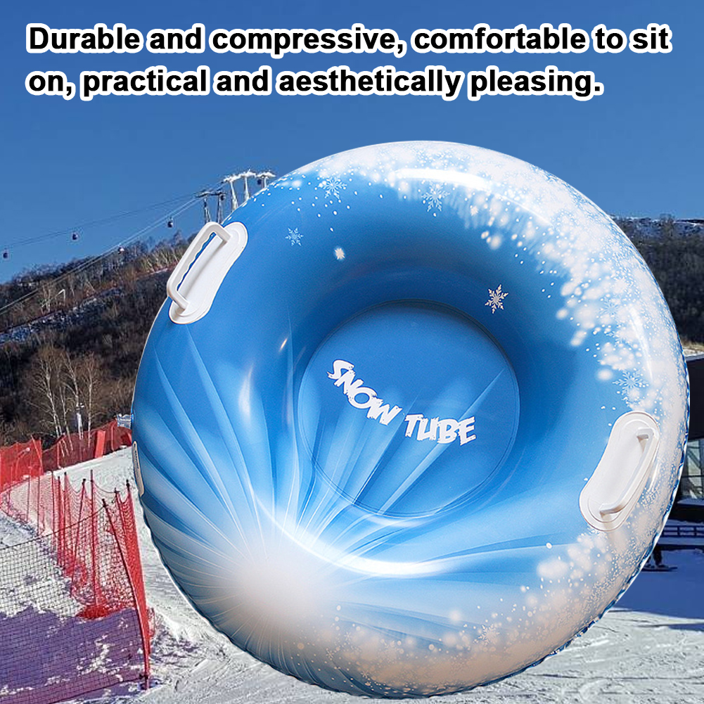 Inflatable Ski Snow Tubes with Handle Floated Skiing Board 80cm PVC Cold-Resistant for Winter Outdoor Sports