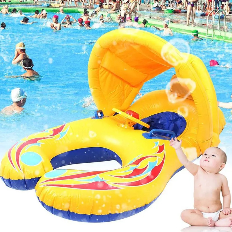 Portable Children Swim Circle Safety Swimming Inflatable Toys Water Play Games Sun Shade Baby Accessories Beach Party Float Toys