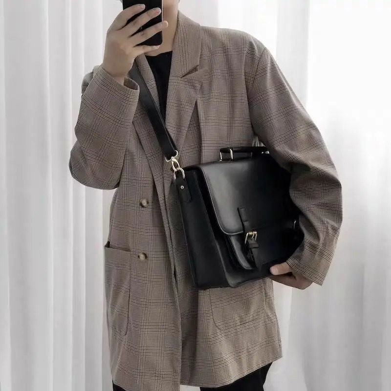 Fashionable unisex basic briefcase backpack womens retro backpack student school high-capacity shoulder bag 241112