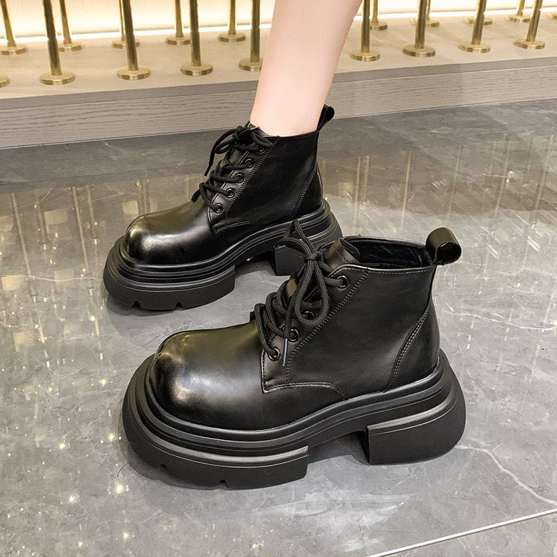 2025 new Designer Punk Women's Motorcycle Autumn Winter Fashion Side Zipper Ankle Boots Woman Platform Shoes Bota De Vaqueiro 7542