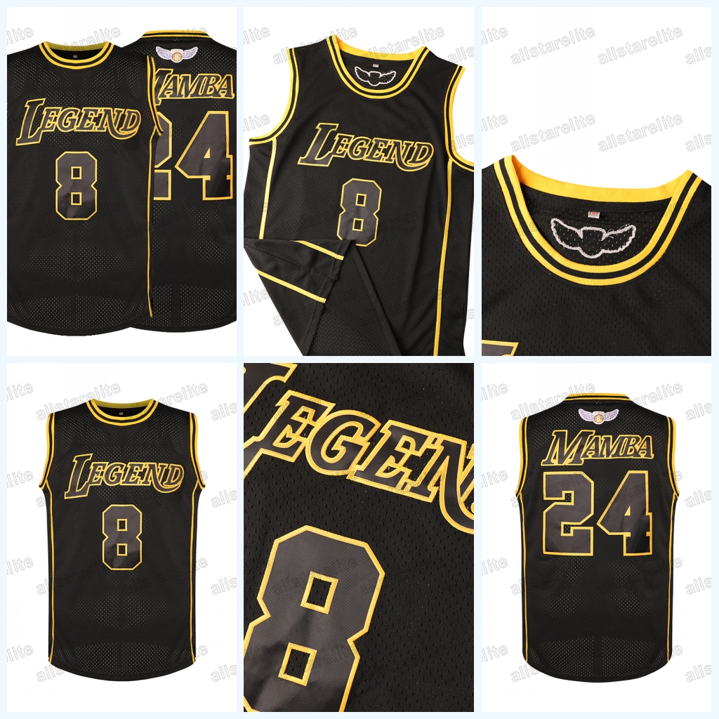 Men's Black #8 Back #24 Embroidered Basketball Jersey, Casual Fashion Jersey S-XXXL Breathable & Stretchy Sleeveless Sports