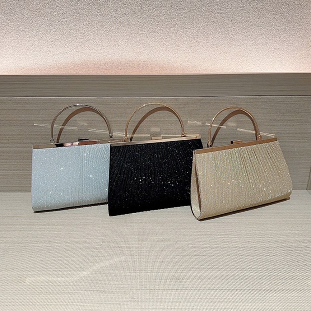 Glitter Evening Banquet Bag Large Capacity Pleated Ladies Clutch Bag Crossbody Bag Shoulder Bag Shell Pattern Handbag Women
