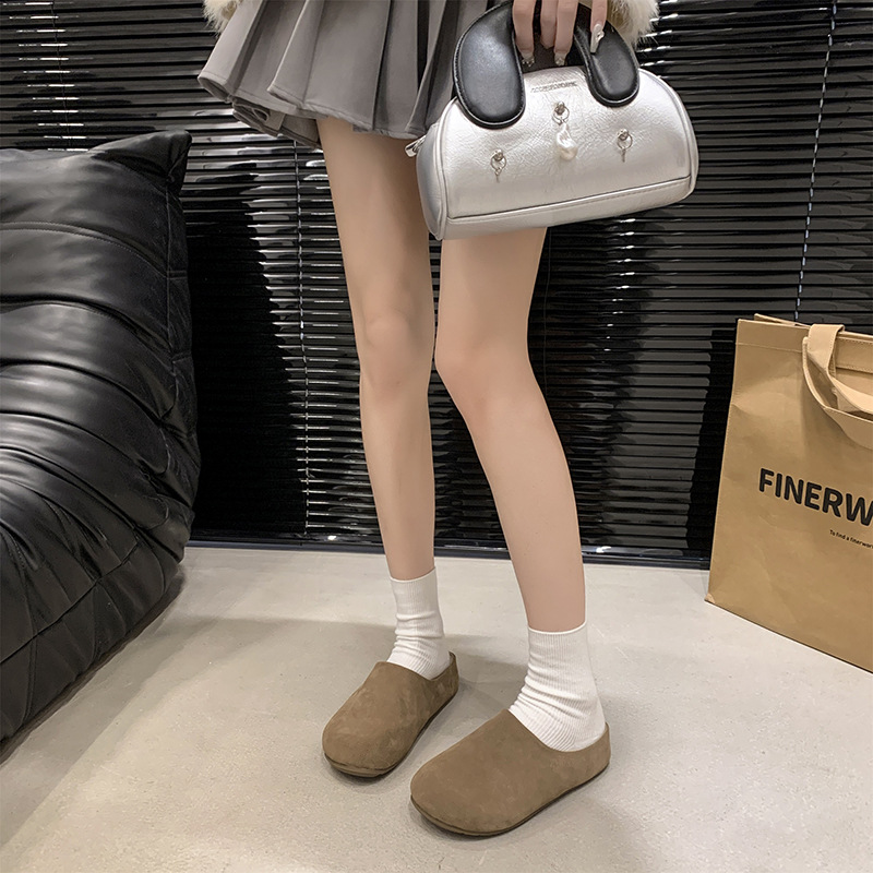 Fashionable Baotou Slippers for Women 2024 New Thickened Backless Hairy Shoes