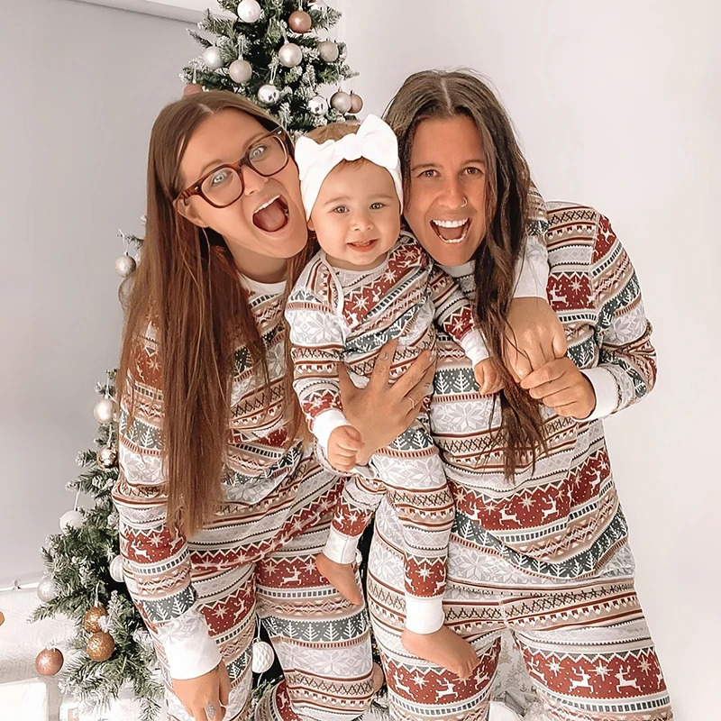 Sall Winter Christmas Pajamas Set Mother Kids Look Loungewear Pjs Baby Pyjamas Childrens Family Matching Outfits Sleepwear 241112