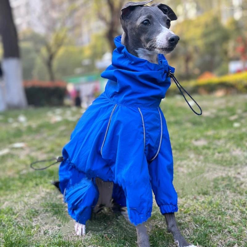 Dog Apparel Spring Autumn Light Blue 4-legged Raincoat Windproof Rainproof Jacket For Italy Greyhound Inner Mesh Breathable Coat Whippet
