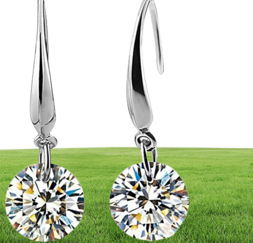 Sterling Silver Bridal Crystal Drop Earrings 10mm Classic Shiny Jewelry Wedding Accessories Rhinestone Earrings For Bride Women
