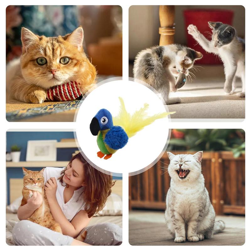 Electric Cat Toy Parrot Shaped Electronic Pet Toy Portable Kitten Fun For Relax Explore Entertain Cute Bird Toys With Sound For
