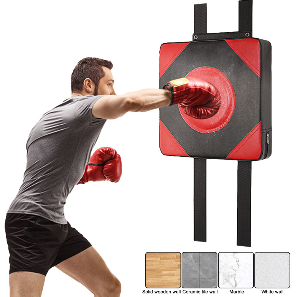 Leather Boxing Target Punch PU Square Wall Target Adjustable Height Boxing Training Sandbag Punching Bag for Martial Arts Karate smile