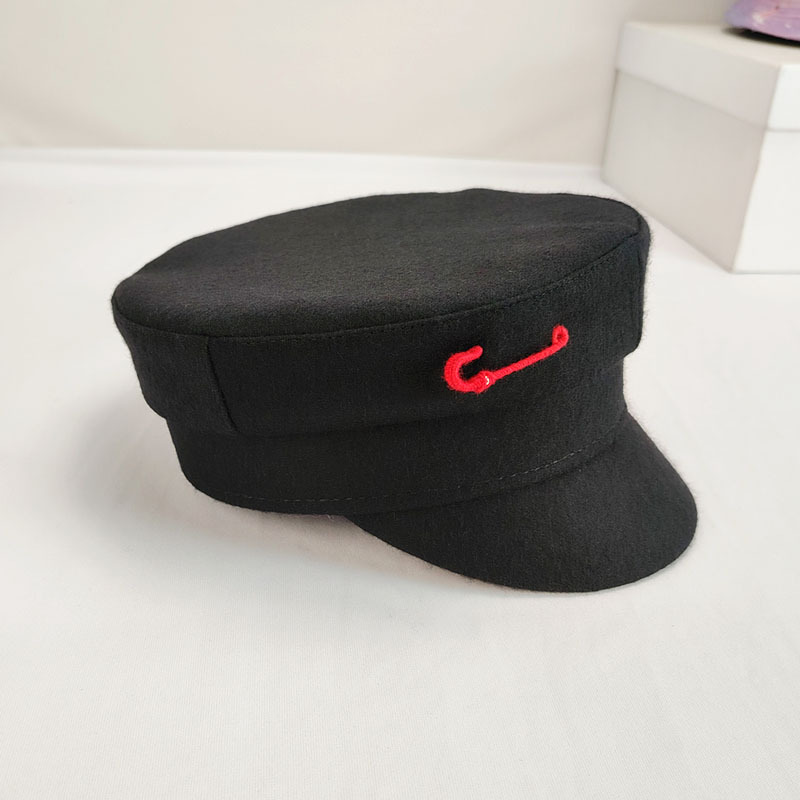 Luxury Baker Boy Cap Letter Woolen Newsboy Caps for Women Flat Top Militray Navy Hat Winter Hats Boinas Para Mujer