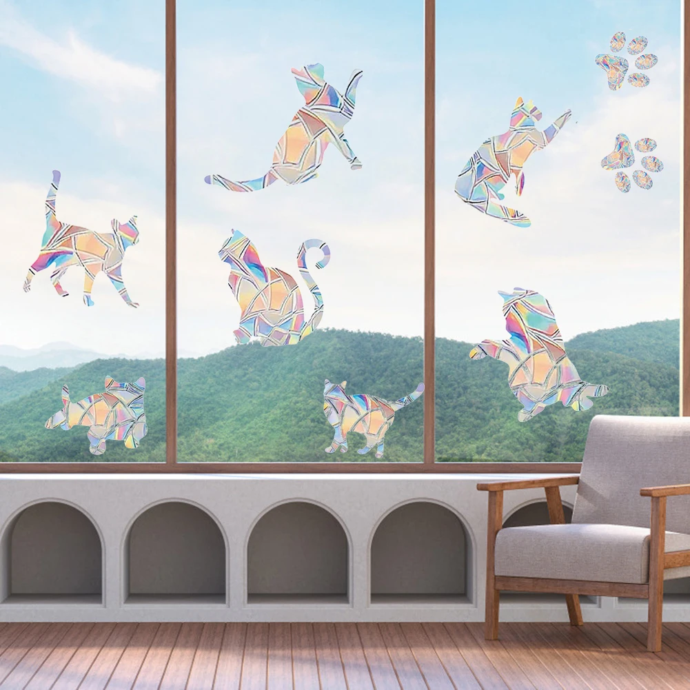 Window Film Rainbow Electrostatic Creative Chic Window Colorful Films Prismatic Butterfly Reusable Accessories Home Decorations smile
