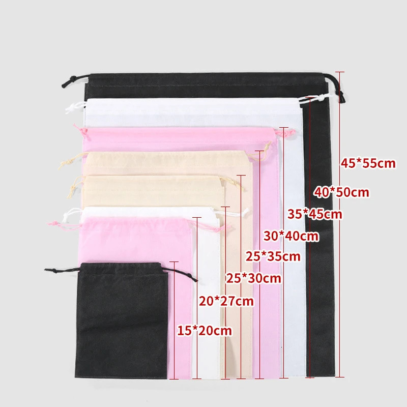 StoBag Wholesale Non woven Drawstring Bag Shoe Organizer Clothing Packaging Storage Reusable Pocket Household Bag Additional Cost 241113