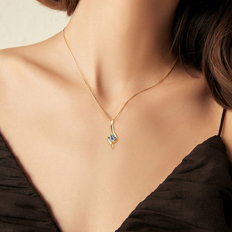 1CT Moissanite Color Real D with GRA Certificate Sterling Sier Simple Dia Pendants Necklaces for Women Jewelry smile