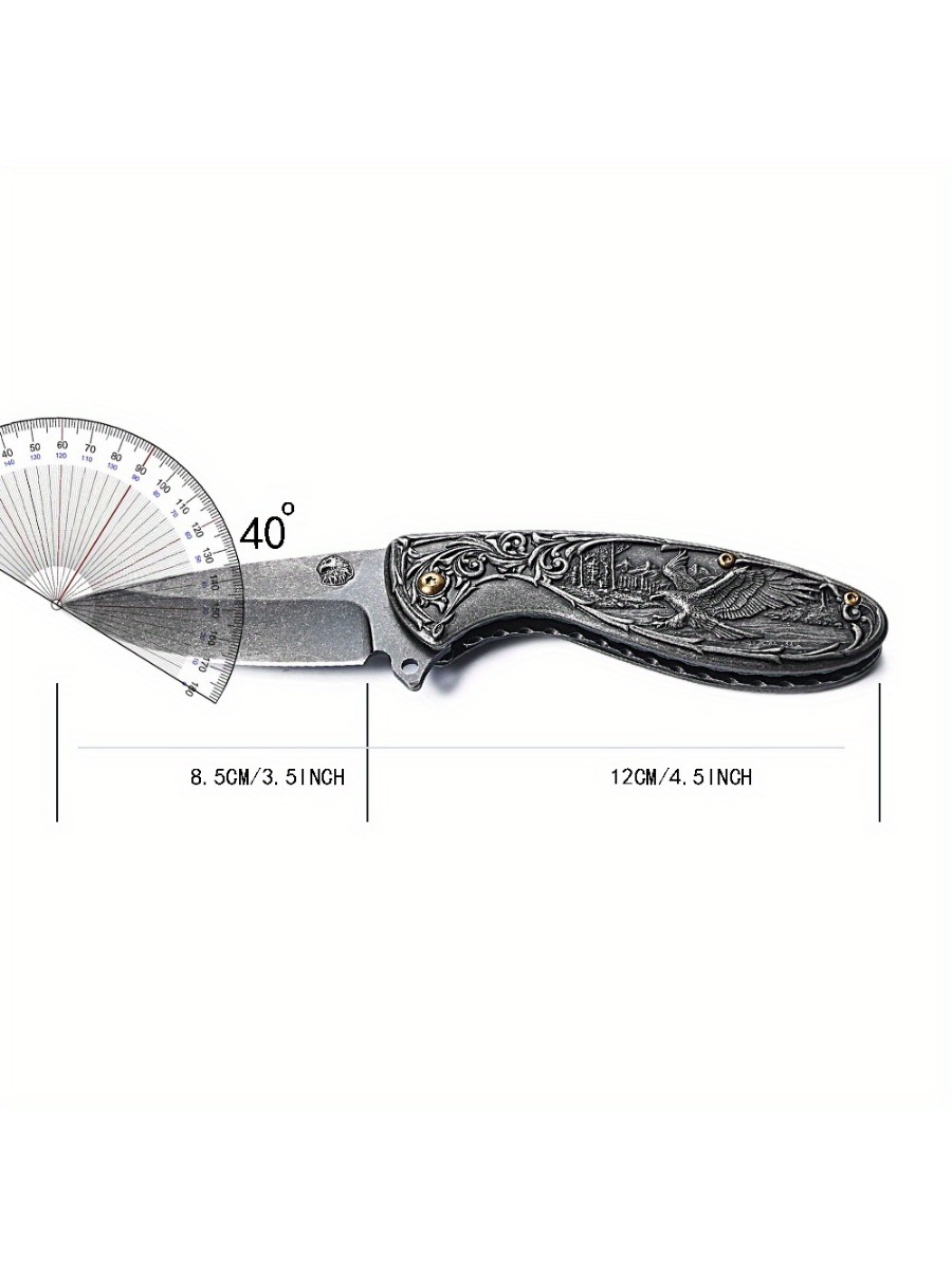 Fold Knife Eagle Engraved Collection 3D Stonewash Folding Knife Pocket Survival EDC Tools Outdoor Utility Knife