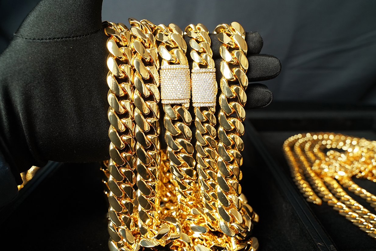 Wholesale Designer Jewelry Moissanite dias Choker Custom Link Gold 20mm Miami Cuban Chain Necklace For Women Men