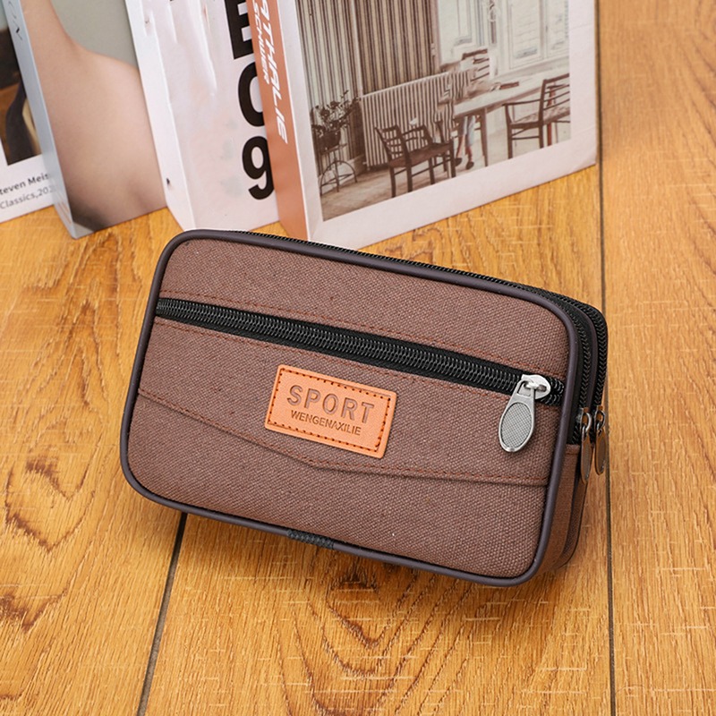 Layer Phone Multi Men Pouch Belt Waist Bag Fanny Pack Canvas Purse Mobile Phone Bag Small Pocket Design Belt ddmysmile Pouch Bag For Phone Smile