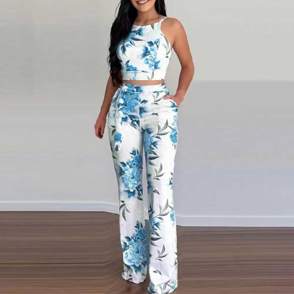 1 Set Excellent Women Come Long Lasting Women Vest Easy-wearing Summer Two Piece Set Women Wide-leg Pants Fade-ResistantXJ250106