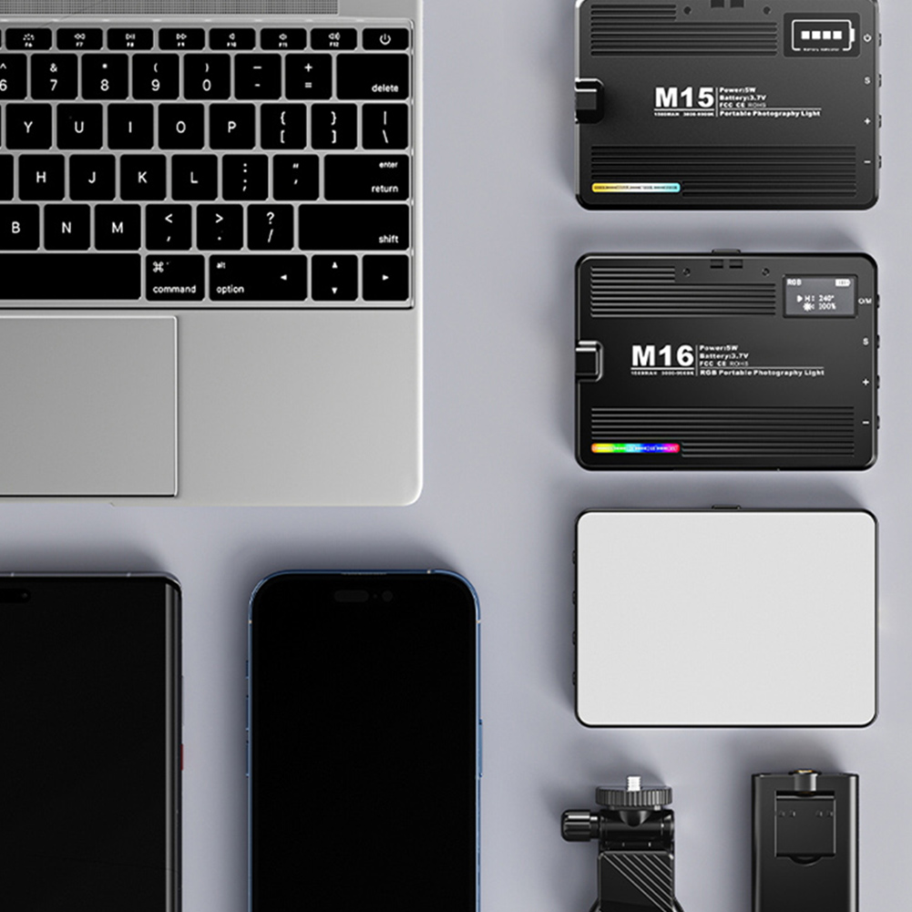 3000-9900K 1500mAh Dimmable Photography Fill-in Lamp LED Video Light Type-C Rechargeable RGB Camera LED Panel Light for Vlogging