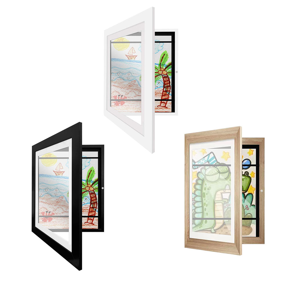 2/1Pcs Children's Drawing Picture Photos Front Open Wooden Kids Art Frames 5.9x4.3 Inner Wall Pictures Frame H260306