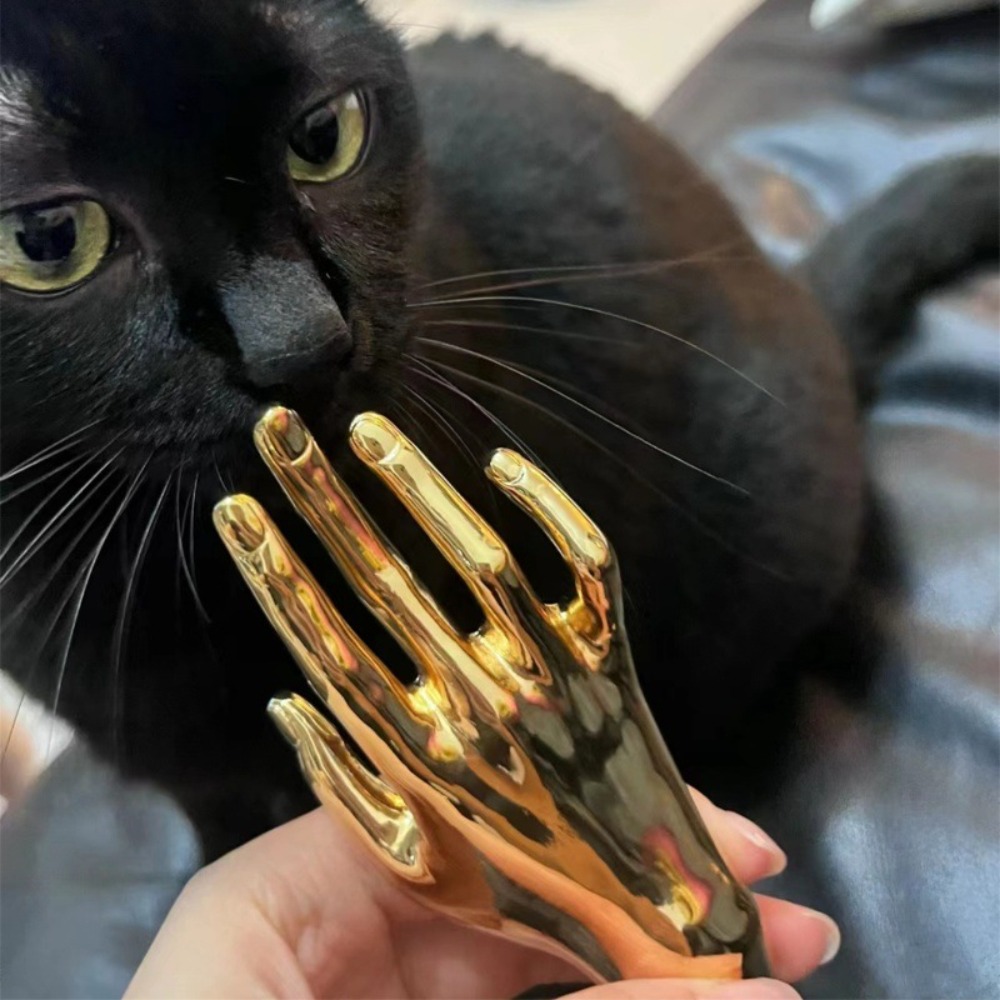 Large Metal Brooch Punk Unique Golden Hand-shaped Shawl Clip Silvery Smooth Palm Brooch Women