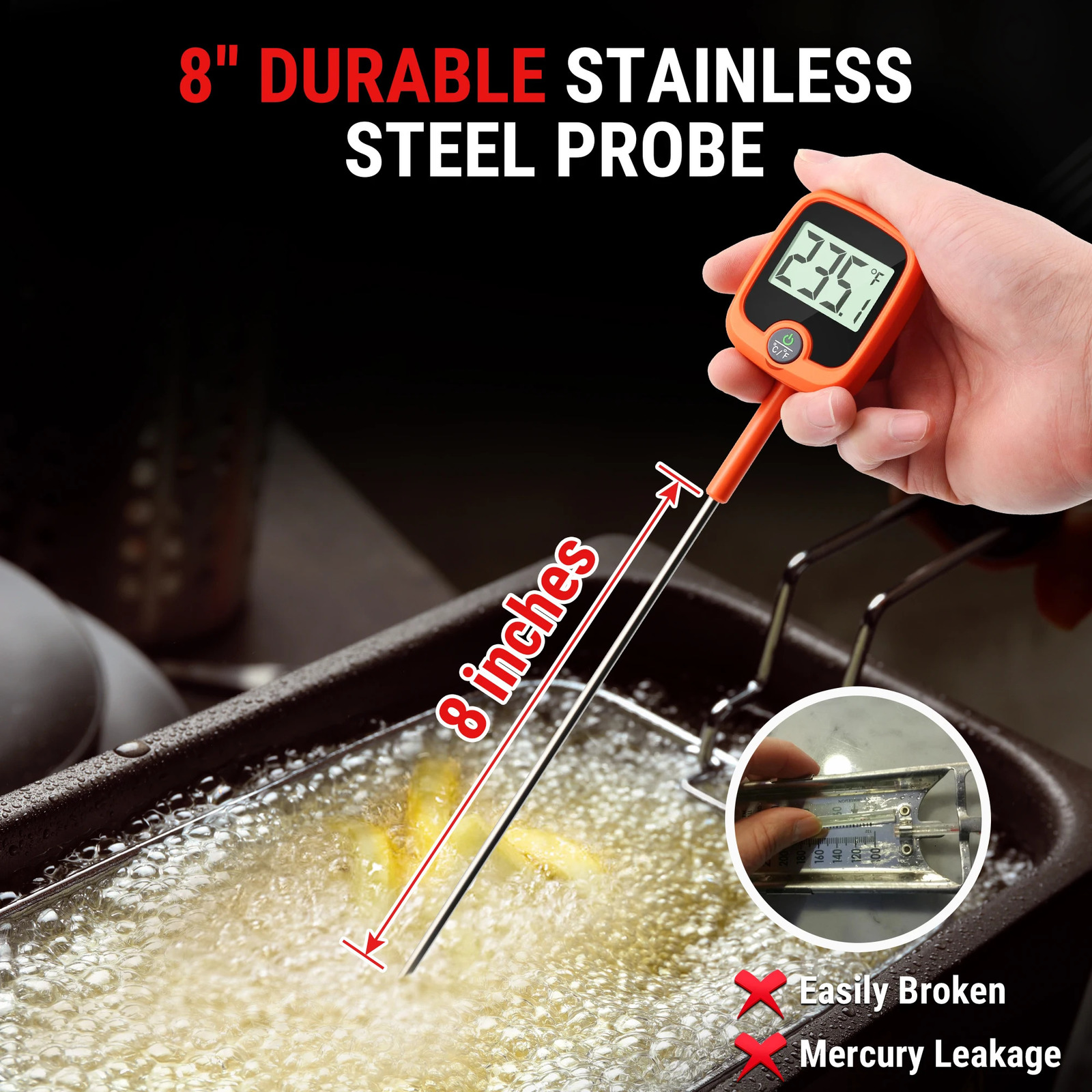 ThermoPro TP509 fast reading backlit candy making digital kitchen thermometer used for deep frying grill cooking with pot clamp 241113