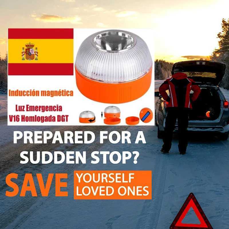 Spain Car Emergency Light V16 Homologated Dgt Approved Car Emergency Beacon Light Rechargeable Magnetic Induction Strobe LightLX241113