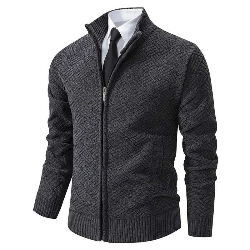 High Quality KASchumann luxury clothing mens cardigan jacket Geely zipper fly collar business formal mens knitted sweater jacket T241112