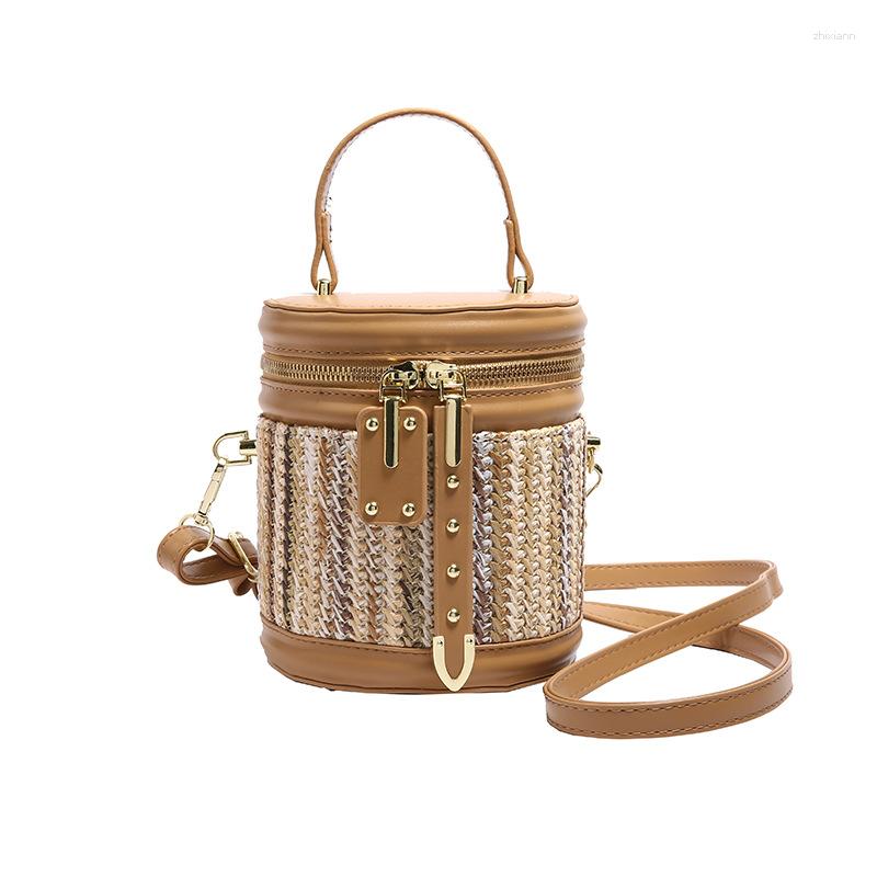 Drawstring Bucket Casual Women's Fashion Woven Bag Elegant Crossbody Summer zhanyishengli