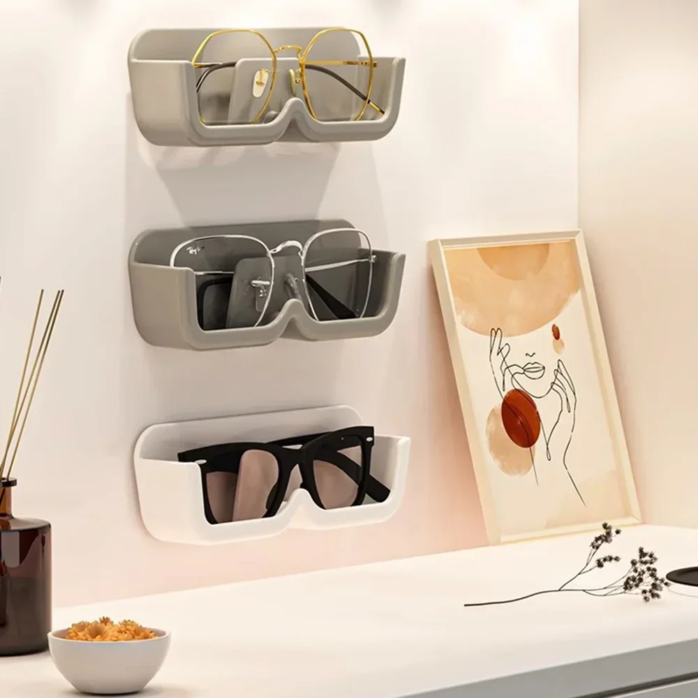 End Display Glass High Cabinet Glasses Storage Box Wall Mounted Perforated Free Sunglasses Storage Rack Sunglass Home Tidying smile